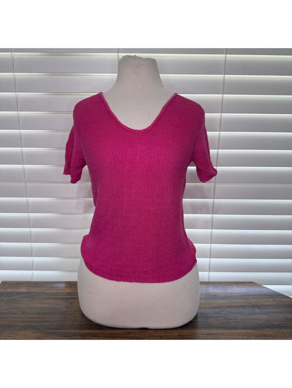Sharon Anthony Pink Knit Short Sleeve Shirt Size S